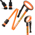 Flexyfoot Folding Cane - Orange - Oval Handle